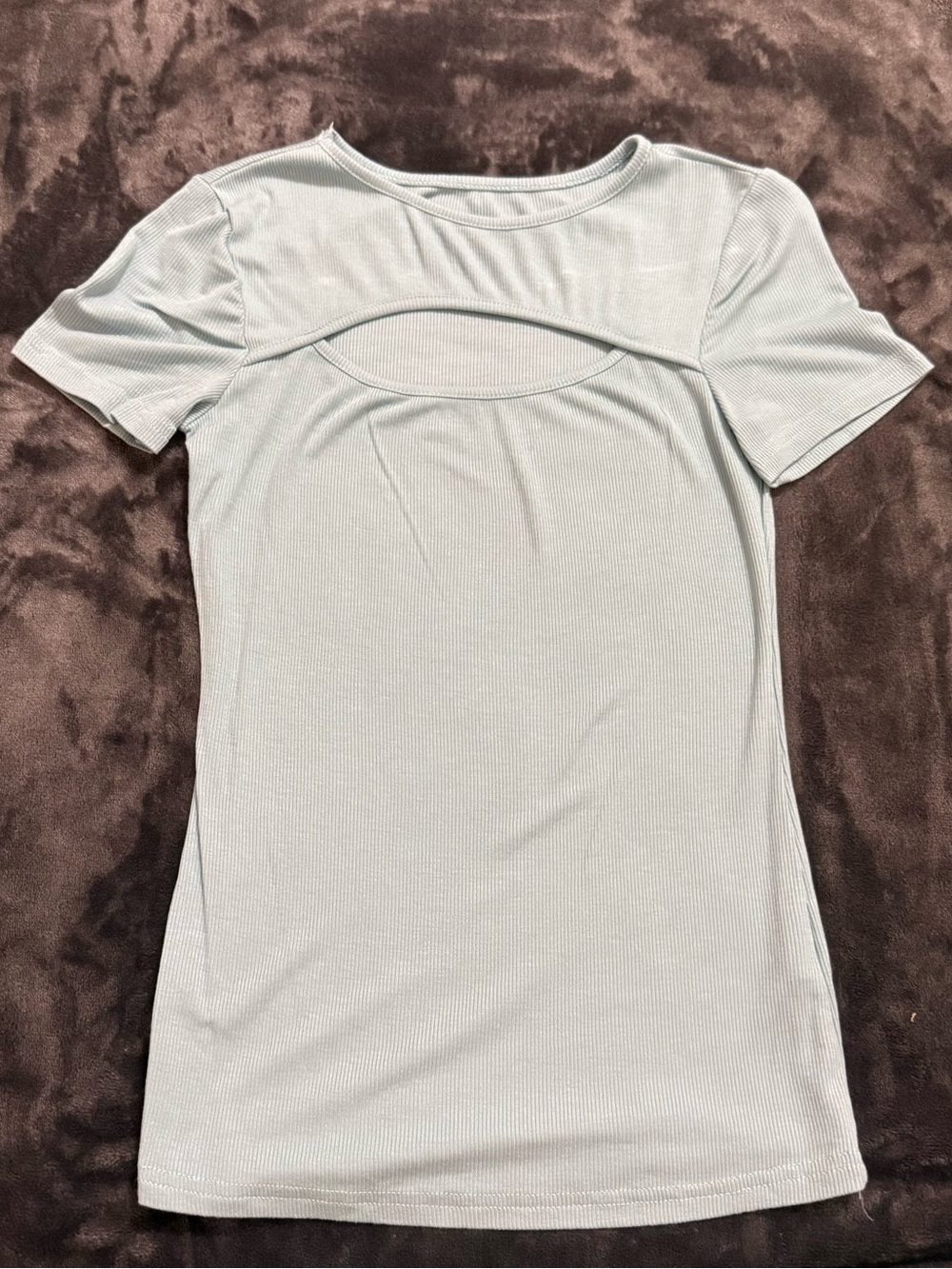 Women’s Light Blue Cutout Ribbed Tee